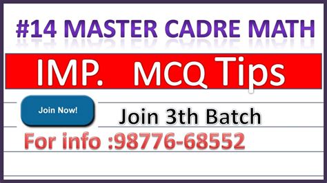 Master Cadre Math Important Mcq Tips Youtube