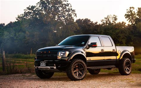 Black Ford Raptor near the forest HD desktop wallpaper : Widescreen ...