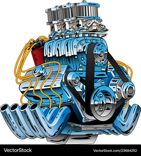 Hot rod race car dragster engine cartoon Vector Image