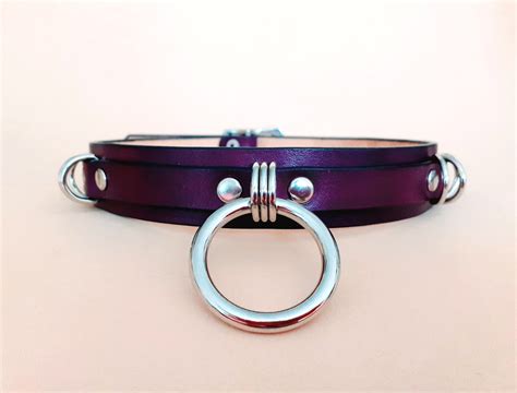 Purple Leather Bdsm Collar For Women Discreet Sub Collar For Etsy