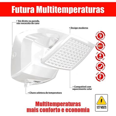 Chuveiro Ou Ducha Para Aquecedor Solar E A Gas Futura Multitemperaturas