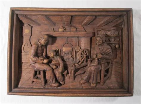 Tableau Vintage En Relief De Style Bois Sculpt Eur Picclick Fr