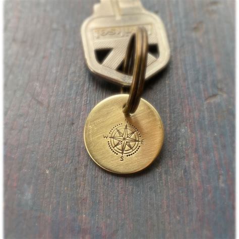 Engraved Compass Keychain Etsy