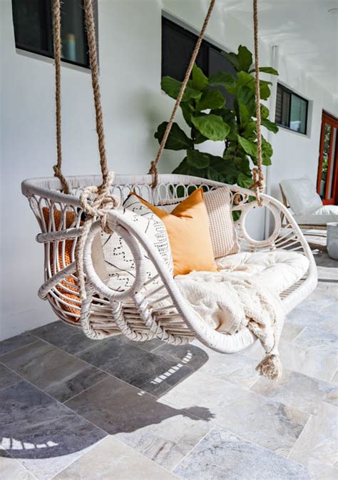 White Bari Double Hanging Chair Haus Of Rattan