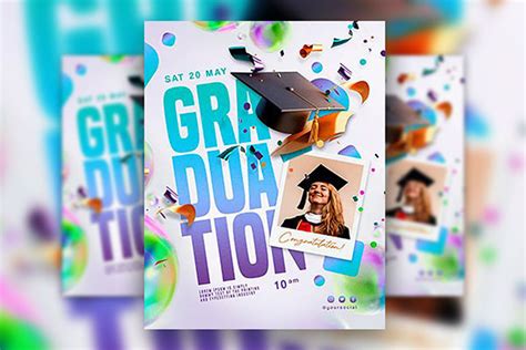 Colorful Graduation Invitation Flyer Template Free Download Resource Boy