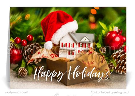 Realtor Holiday Christmas Cards For Clients Swirly World Design