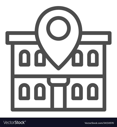 Office Building And Map Pin Line Icon Coworking Vector Image