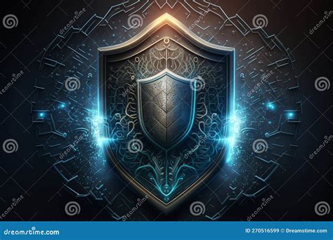 Cybersecurity Shield Digital Shield On Technology Network Data Protection Stock Illustration