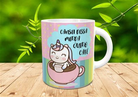 Caneca Unicórnio Malcriado Cansei Dessa Merda Quero Café Elo7