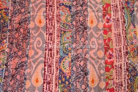 Pure Cotton Single Multi Color Paisley Printed Kantha Quilt Double Bed