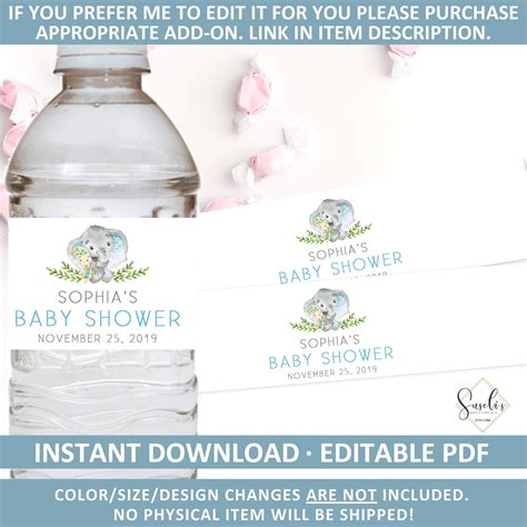 Printable Baby Shower Water Bottle Labels