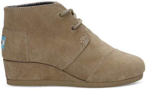 Toms Desert Wedge Taupe Suede Kids Ankle Boot 10003598