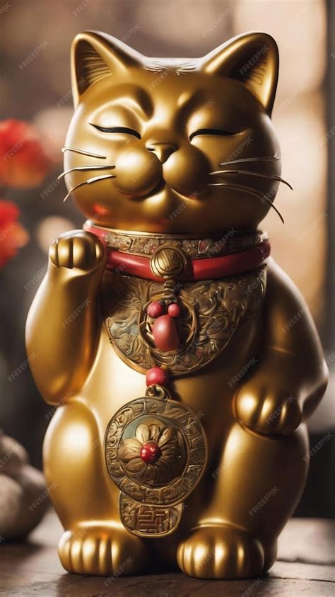 Premium Ai Image Soft Focus Shot Of A Dusty Japanese Lucky Money Cat