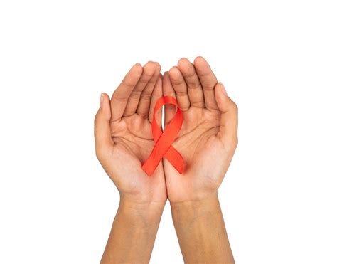 Two Hands Holding Red Ribbon Health Awareness Symbol 24867380 Png