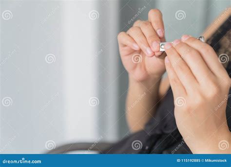 Beautiful Woman Cutting Nails Using Nail Clipper Stock Image Image