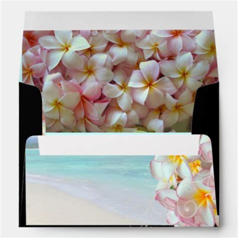 PixDezines Pink Plumeria Beach Tropical Wedding Envelope Zazzle