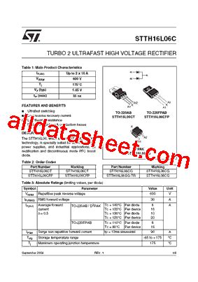 Stth L Cfp Datasheet Pdf Stmicroelectronics