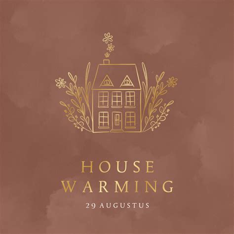 Uitnodiging Housewarming Gouden Huisje Met Kaartje Go