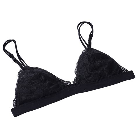 Sexy Backless Crop Top Sheer Lace Bras Brassiere Hollow Out Bralette Lingerie Cami Black