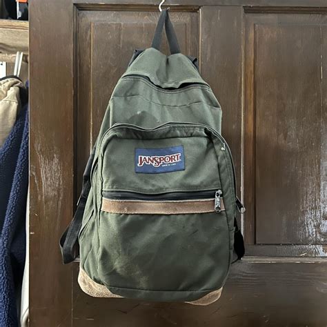 Jansport Mens Green And Brown Bag Depop