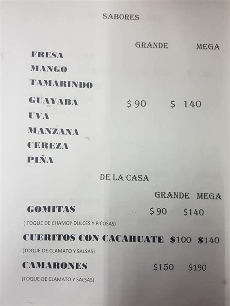 Carta del pub y bar Micheladas Las Bomba chitas Ciudad del México