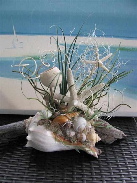 Beach Decorations Whelk Shell Coastal Beach Starfish Centerpiece