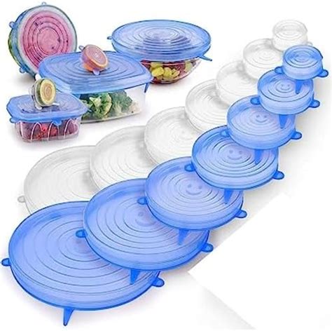 CRYSTAL HOMES Microwave Safe Silicone Stretch Lids Multi Size