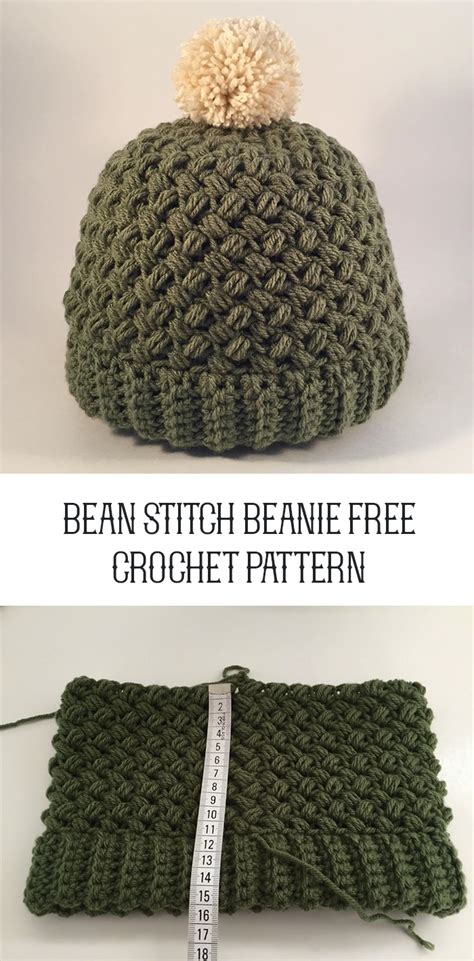 The Bean Stitch Beanie Free Crochet Pattern