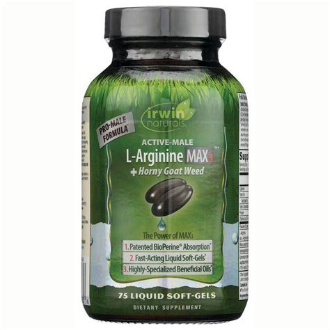 Irwin Naturals L Arginine MAX3 Horny Goat Weed 75 Sgels Swanson