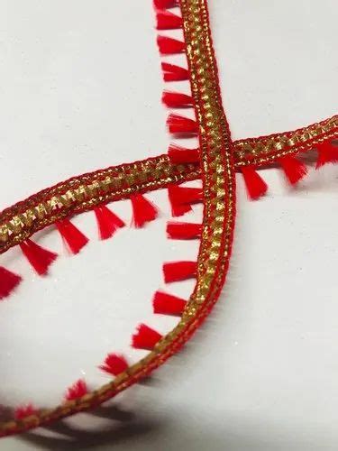 Single Sided Golden And Red Jhalar Fumaka Lace For Suit At Rs Meter