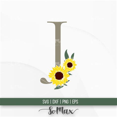 Floral Alphabet Letter J Svg Sunflower Alphabet Svg - Etsy