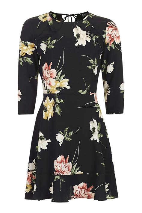 Paint Floral Frill Tea Dress Topshop Usa Long Sleeve Floral Dress