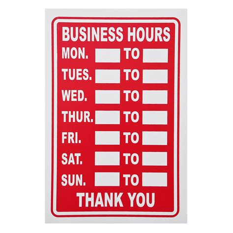 Business Hours Plastic Sign (BS5) | Business hours sign, Plastic signs ...