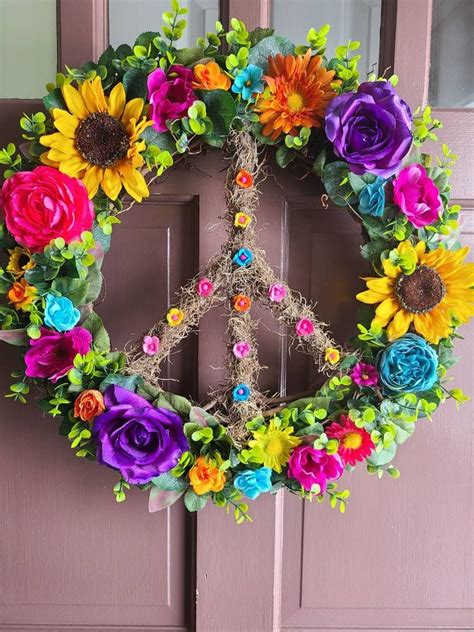 18 Bright Peace Sign Wreath Etsy