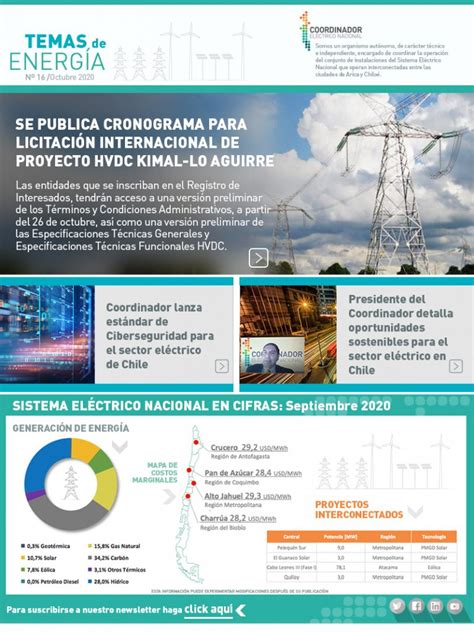 Conozca Los Temas De Energ A Del Coordinador El Ctrico Nacional De