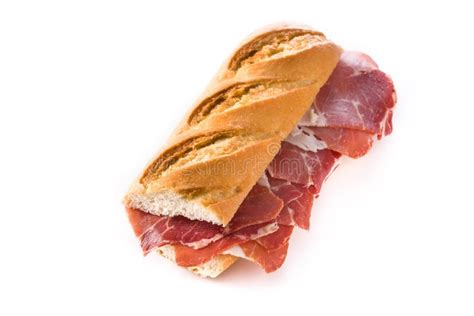 El Bocadillo De Jamón Español Del Serrano Aisló Imagen de archivo