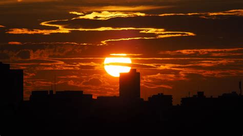 sunset, city, dark, buildings, silhouettes, 4k HD Wallpaper