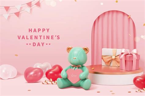 Premium Vector 3d Teddy Bear Romantic Scene Design