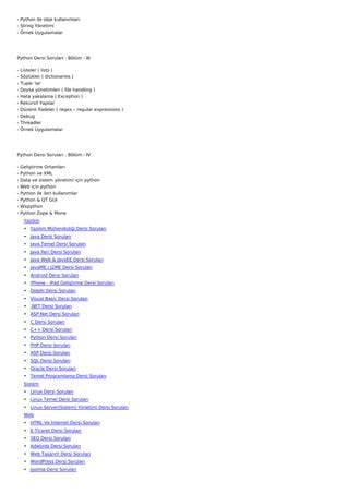 Python Dersi Sorulari Pdf