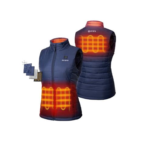 ORORO Women S Large Blue 7 38 Volt Lithium Ion Lightweight Heated Vest