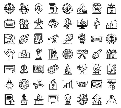 Premium Vector Startup Icons Set Outline Style