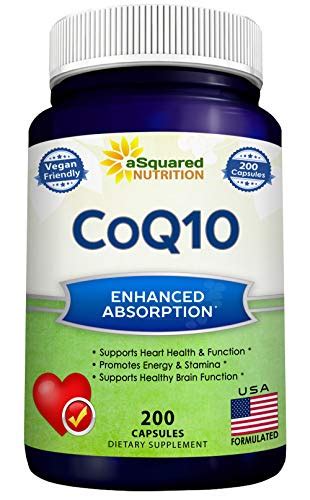 Coq10 400mg Max Strength 200 Capsules High Absorption Vegan Coenzyme Q10 Powder