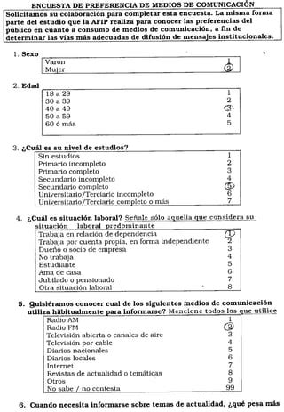 AFIP Encuesta preferencia medios de comunicación PDF