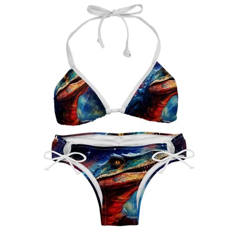 Starry Dinosaur Detachable Sponge Adjustable Strap Bikini Set Two Pack