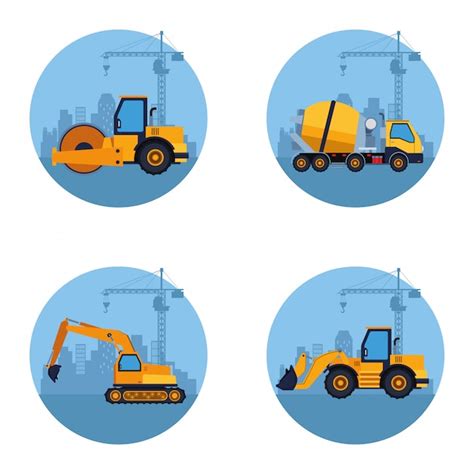 Premium Vector | Construction vehicles cartoon