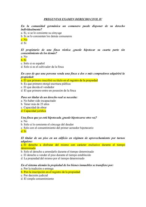 Preguntas Examen Civil Iv Preguntas Examen Derecho Civil Iv En La