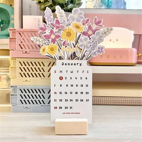 X Bloomy Flowers Desk Calendar Creative Flower Small Desk