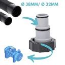 2SZT ADAPTER WĘŻA BASENOWEGO 32 38MM DO FILTRA POMPY GŁĘBINOWEJ INTEX