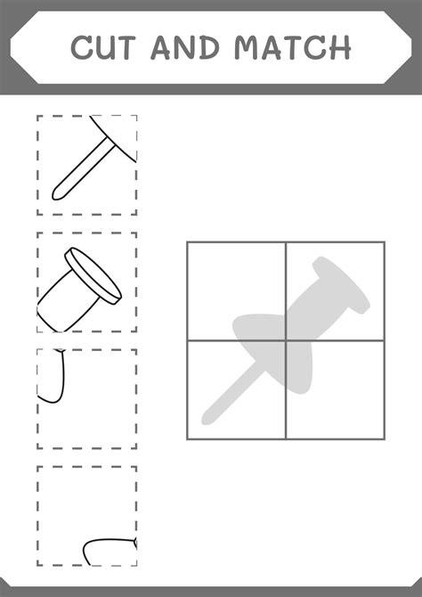 Cut And Match Parts Of Push Pin Game For Children Vector Illustration