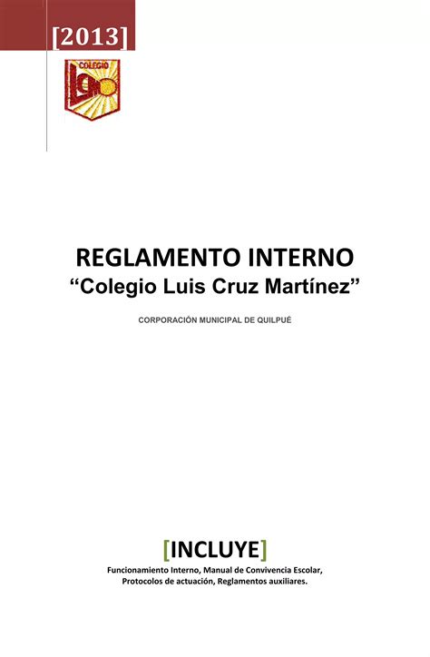 Reglamento Interno Y Manual De Convivencia 2013 PDF